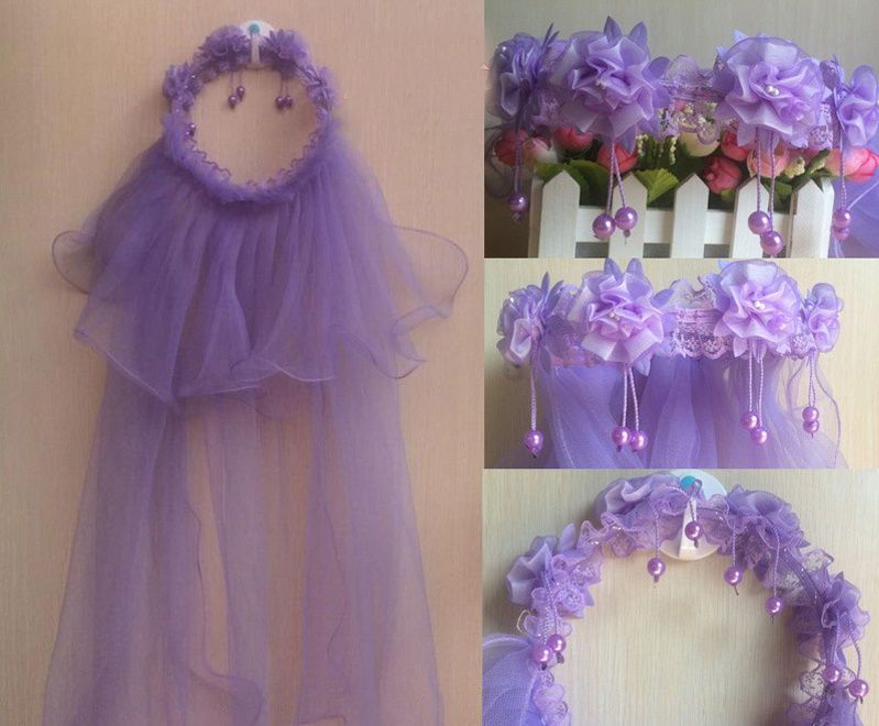 Flower Girl Veil 2 Layers Tulle Wedding Veil For Girls Kid Hairband Hairwear Accessories Decoration