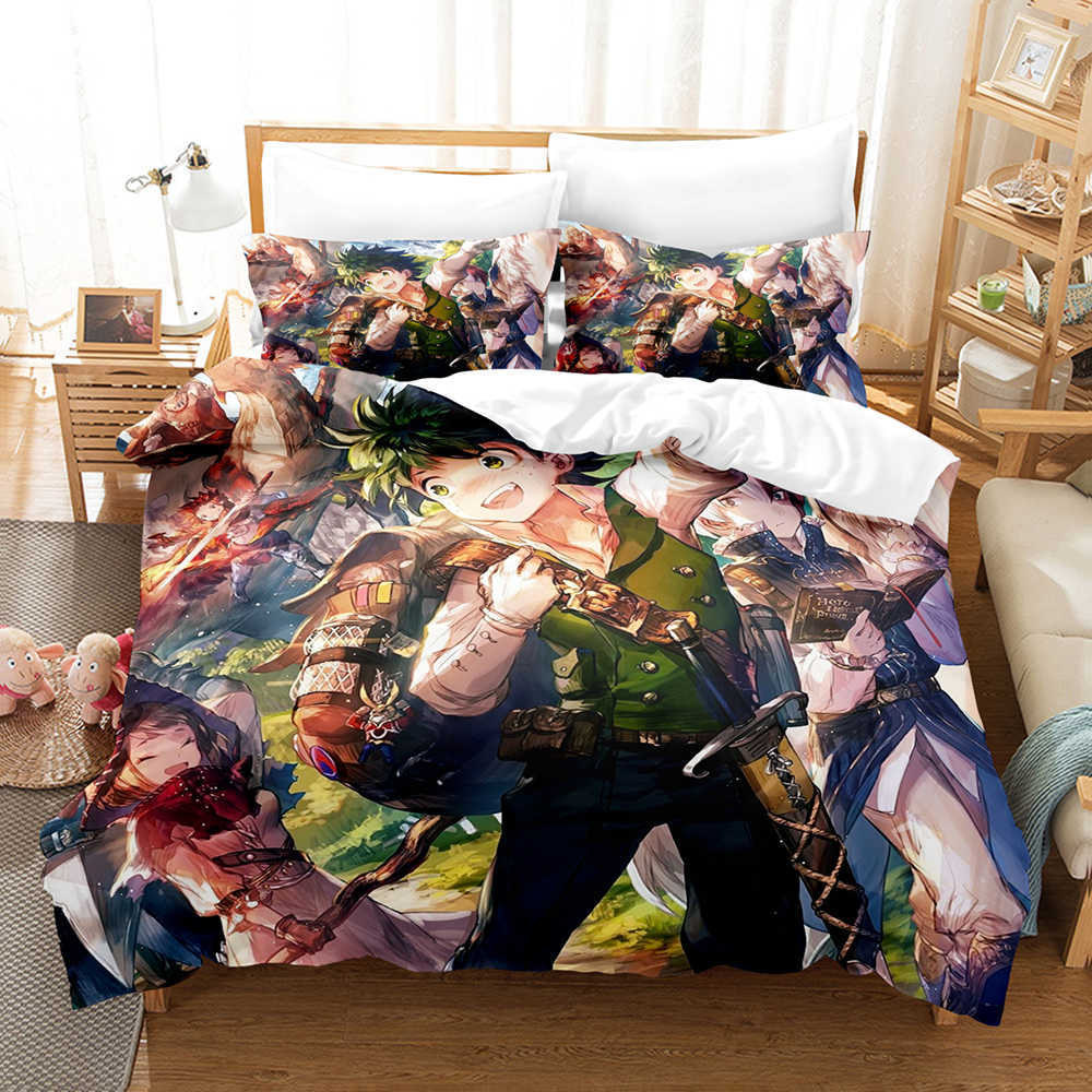 私のヒーローAcademia bakuguou Katsuki羽毛布団カバー漫画の寝具セット大人のベッドセットケース2/キルト掛け布団L230704