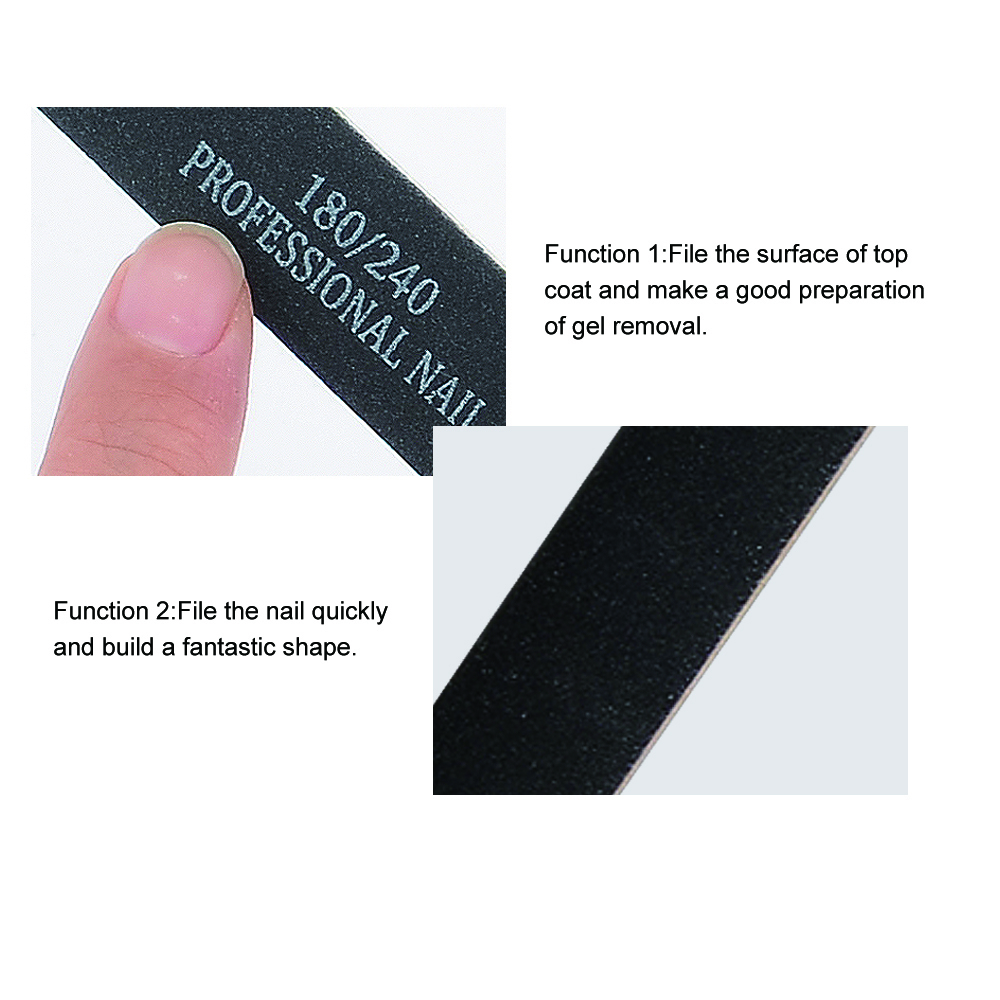 Nail Files 100/180/240/320 Nail File Professional Portable Manicure Pedicure All UV Gel Straight Black Pilniczek Do Paznokci Disp 230725