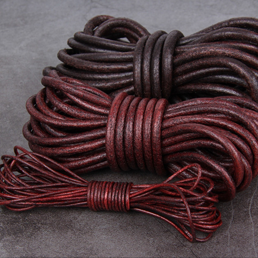 Vintage High Quality Genuine Leather Cord Flat Round Strand Cow Leather Rope For Necklace Bracelets Jewelry Making DIY 1.5-10mm