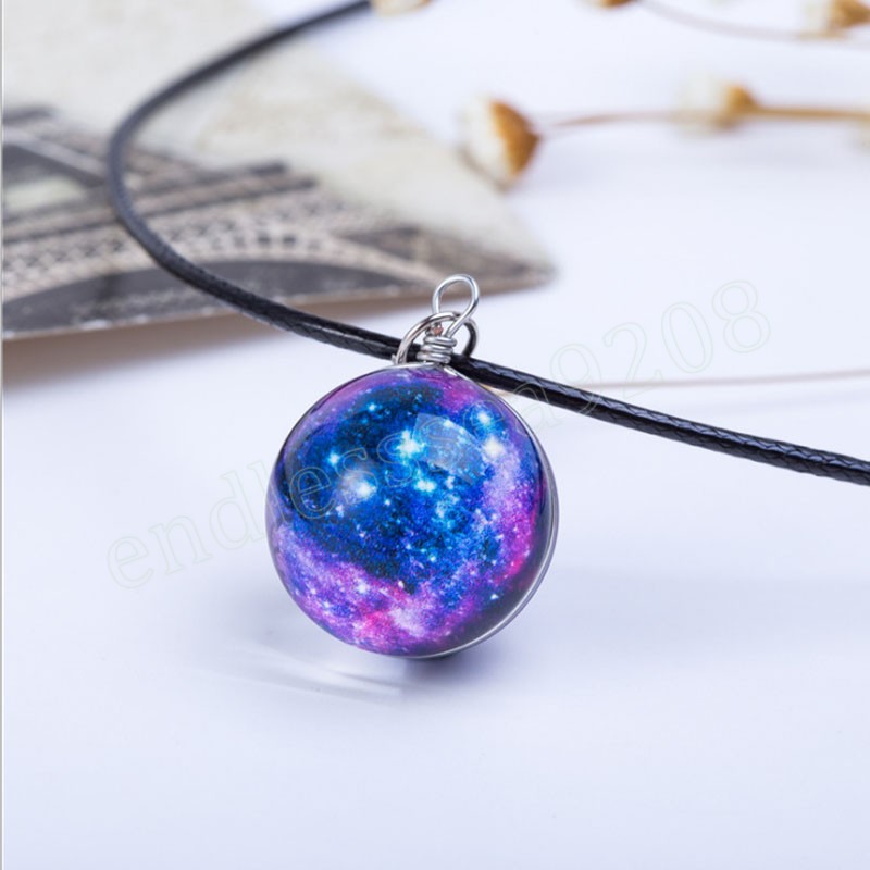 Galaxy Crystal Ball para Naszyjnik Wszechświat Dream Star Pendant Party Biżuteria odpowiednia dla kobiety dziewczyna vintage prezent