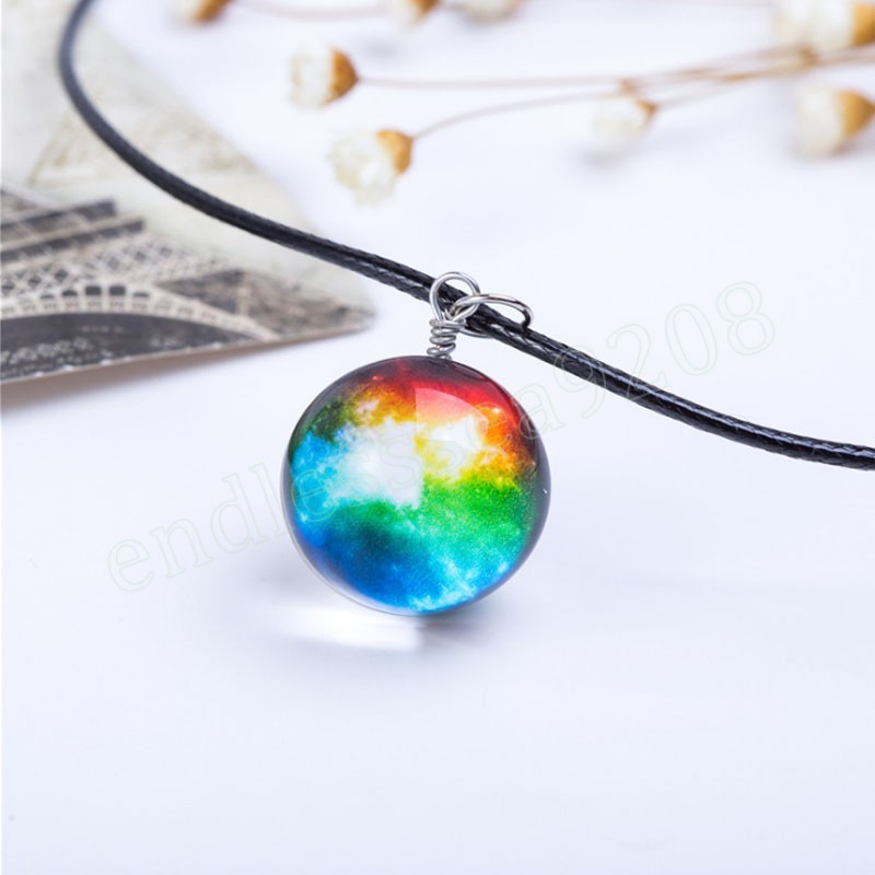 Galaxy Kristallkugel Paar Halskette Universum Traum Stern Anhänger Party Schmuck Geeignet für Frau Mädchen Vintage Geschenk