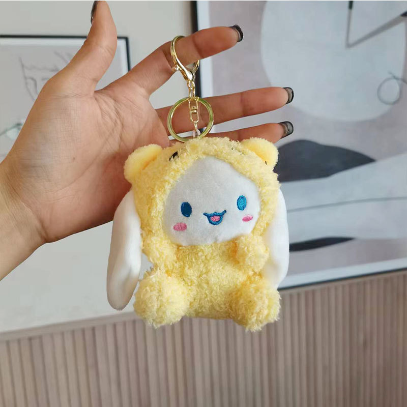 Cute and creative cross dressing big eared dog doll pendant popular online Stuffed toy cute key chain girl cute bag