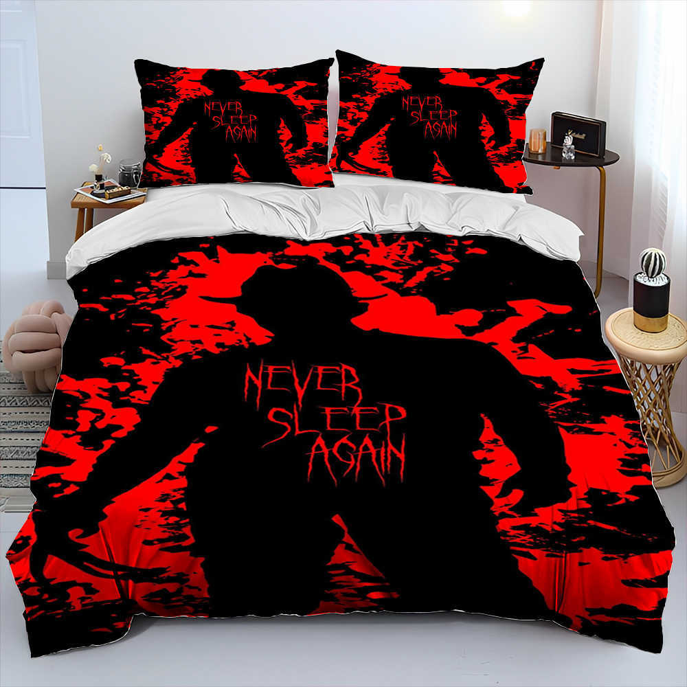 Personagem de filme de terror Chucky Saw Consolador Conjunto de cama Capa de edredão Conjunto de cama Capa de colcha Estojo de cama King Queen Size L230704