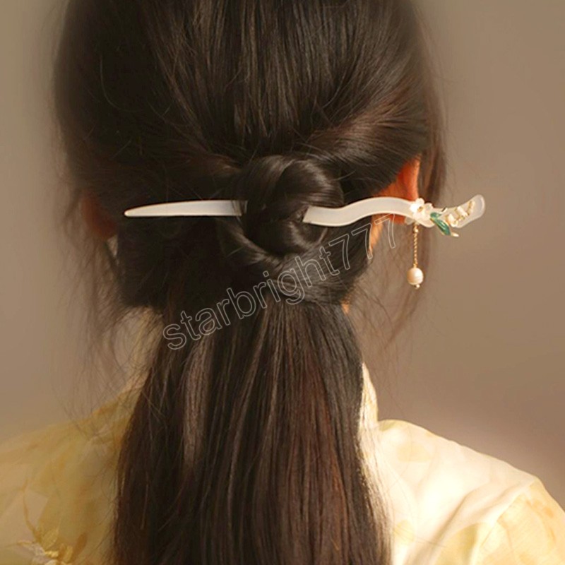 Chiński w stylu Orchid Flower Hair Stick Kobiety Żywotnik Fryzury Kopaczki do włosów