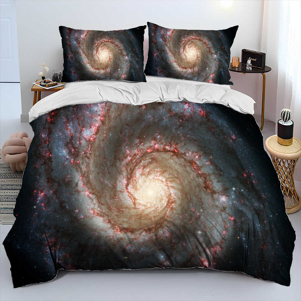 Galaxy Universe Space Stars Consolador Conjunto de Cama Capa de Edredom Conjunto de Cama Capa de Colcha Estojo King Queen Size Conjunto de Cama Adulto L230704