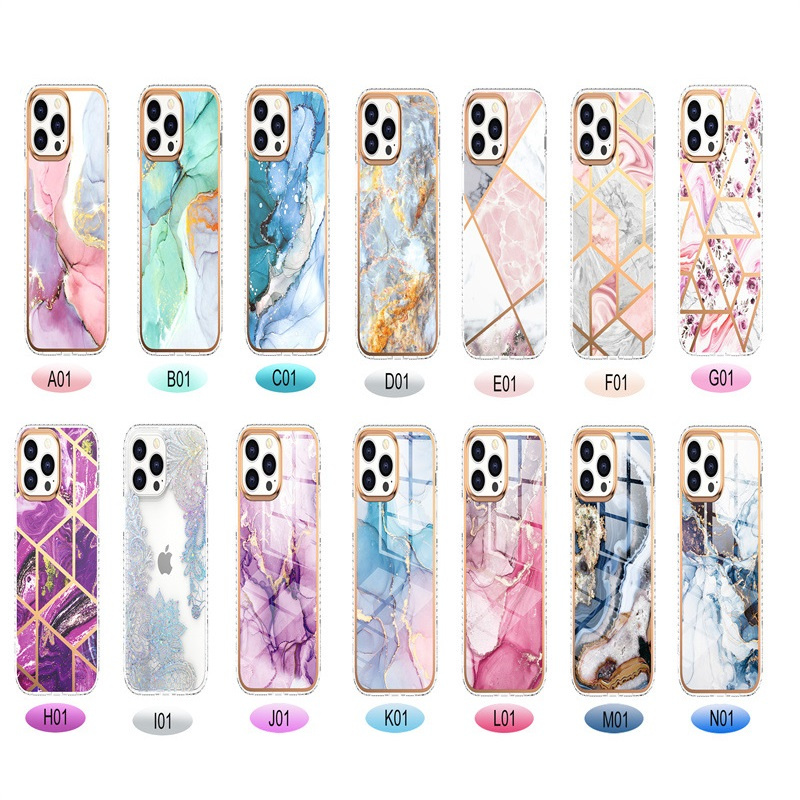 Housse de protection en marbre acrylique souple antichoc en TPU pour iPhone 15 14 13 11 Pro Max 11 Pro XR XS Max 7 8 Plus Samsung A53 A34 A54 S21 FE S21 S22 S23 ULTRA 2,0 mm d'épaisseur