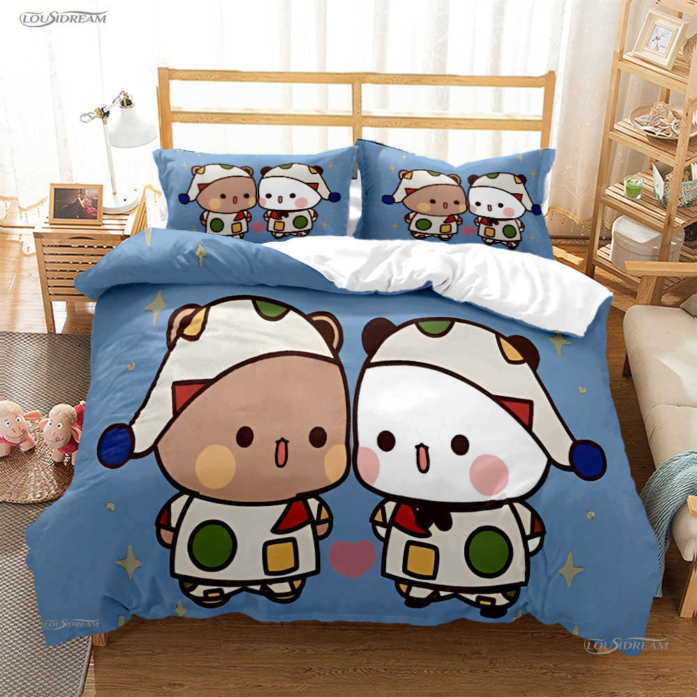 Bubu Dudu Cartoon Bear Panda Panda Cover Cover Cite Kawaii Beding Sets Soft Cover и Case Single/Double/Queen/King Kids L230704