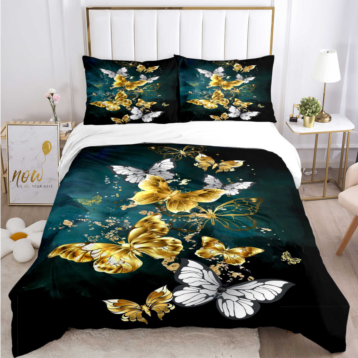 Flower Butterfly Duvet Cover Kawaii Comforter Bedding sets Soft Quilt Cover and cases for Teens Single/Double/Queen/King L230704