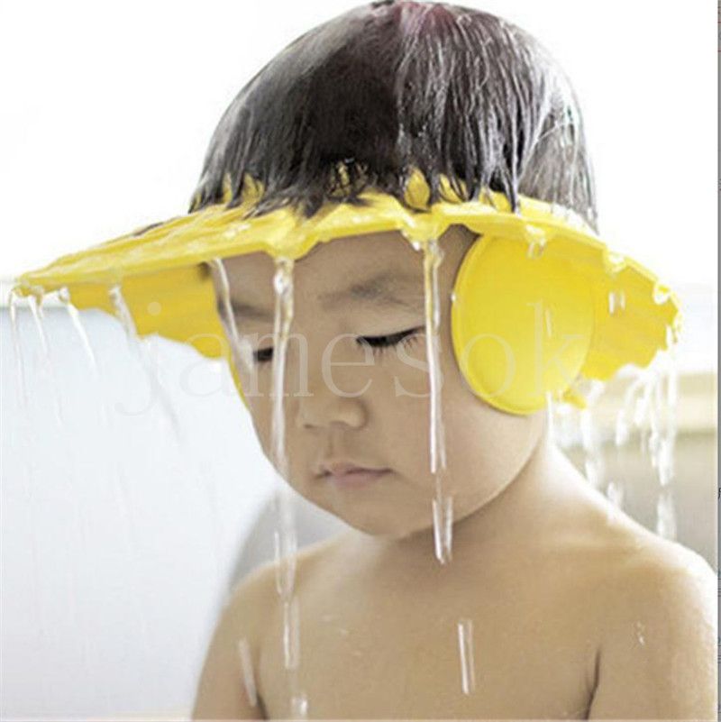 Barns baby bad duschhattar schampo badkapsel justerbara kepsar vattentätt ögonskydd öronmuff huvudbonad schampo hat de645