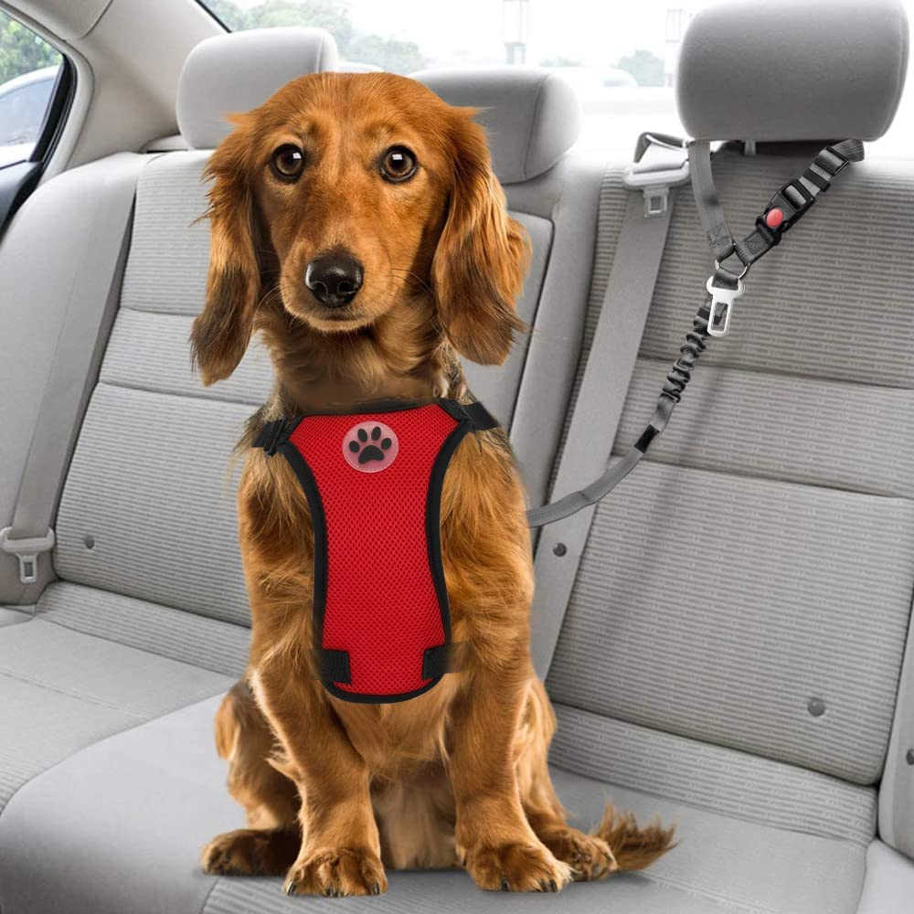 Dog Car Seat Belt Headrest Restraint Adjustable with Elastic Bungee Buffer Durable Headrest Pet Seat Belt Dog Car Safety Harness L230620