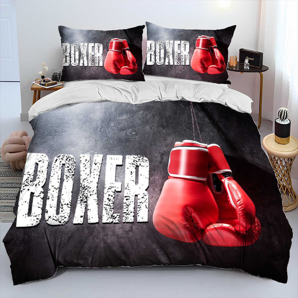 3D Boxing Gloves Boxer Fight Comforter Bedding Set Duvet Cover Bed Set Quilt Cover case King Queen Size Bedding Set Adult L230704