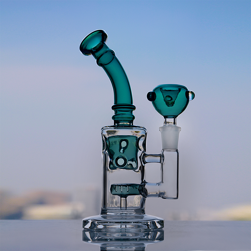 Grün lila Glas Bong Shisa Bubbler Fabbler Eierglas Wasser Rohr mit Duschkopf Perc Oil Rig 14mm Gelenk