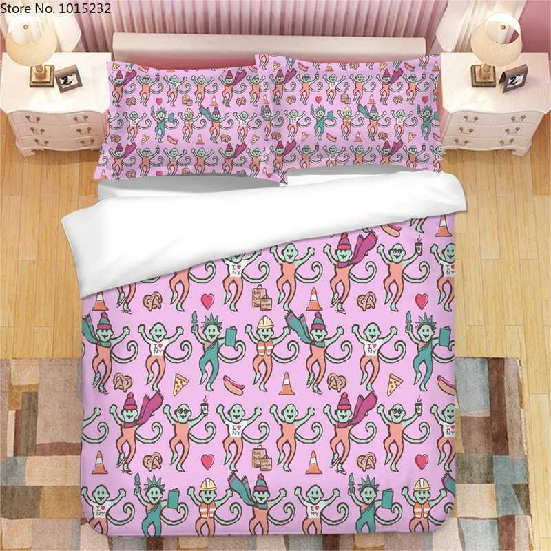 Pink Roller Rabbit 3D Printed Bedding Set Duvet Covers cases Comforter Bedding Set Bedclothes Bed Linen L230704