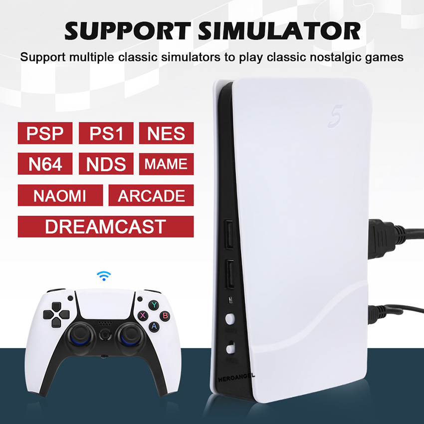 GB5-P5 Plus Retro Video Game Console 4K Games Emuelec 4.3 System 2.4g Wireless Controllers لألعاب Simulator PS1/GB/N64