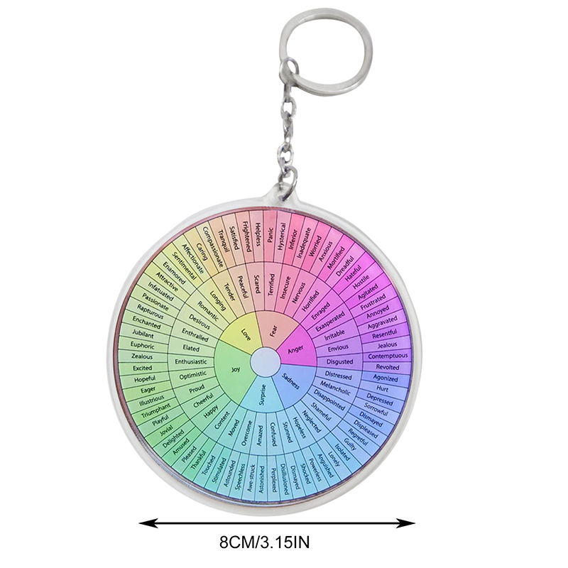 Feelings Wheel Double Sided Keychain Colored Acrylic Keychains Luggage Decorative Pendant Keyring Key Chains