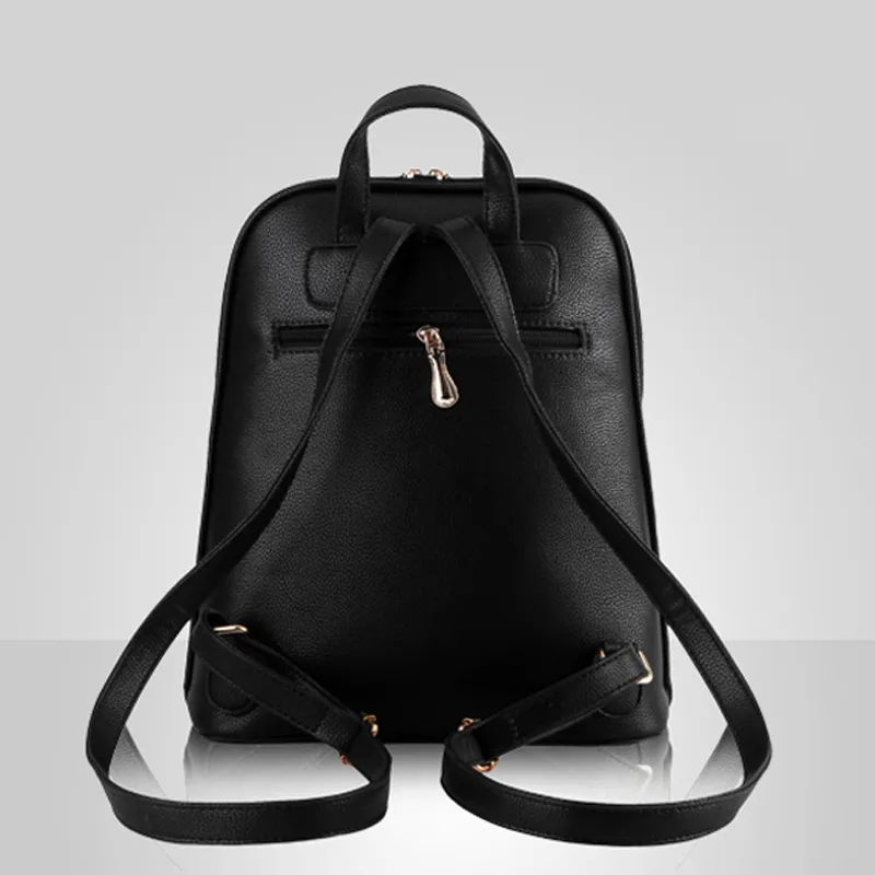 HBP high quality Soft leather Women Backpacks Large Capacity School Bags For Girl ShoulderBag Lady Bag Travel Backpack Black