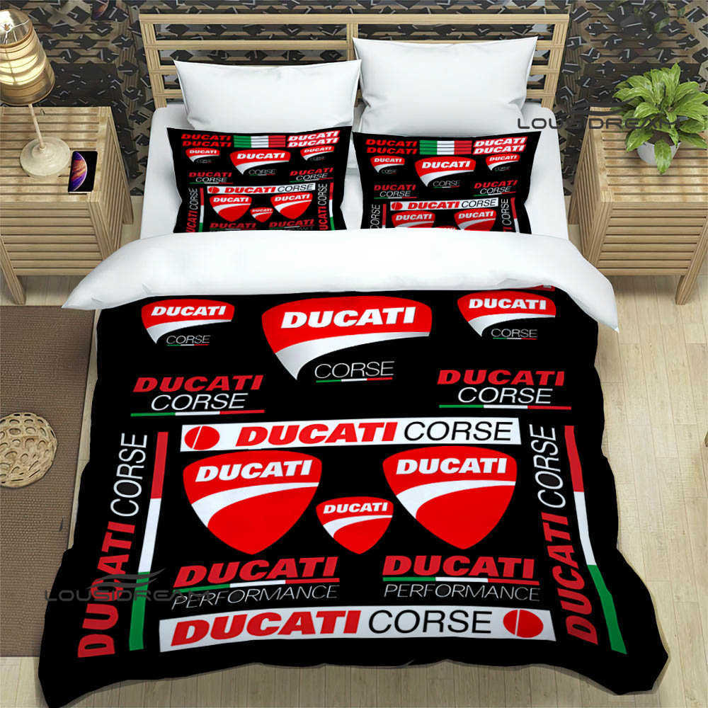 Ducati motorfiets gedrukt Beddengoed Sets prachtige bed leveringen set dekbedovertrek bed dekbed set beddengoed set luxe verjaardagscadeau L230704