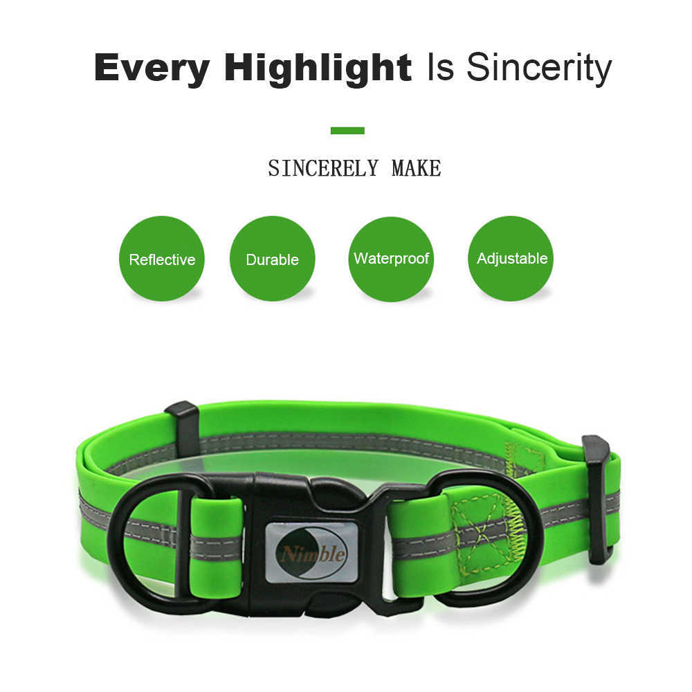 Reflective PVC Pet Dog Collar Adjustable Waterproof Anti-dirty Collars Leash Small Big Dogs Necklace Pets Outdoor Accessories L230620