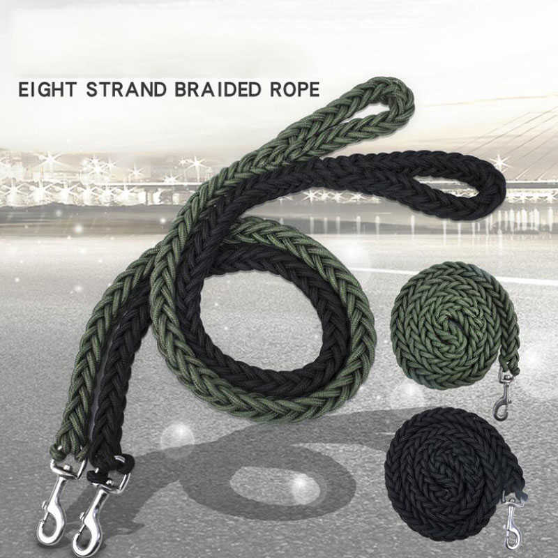 130cm L/XL Super Strong Coarse Nylon Dog Leash Army Green Canvas Double Row Adjustable Dog Collar For Medium Large Dogs L230620