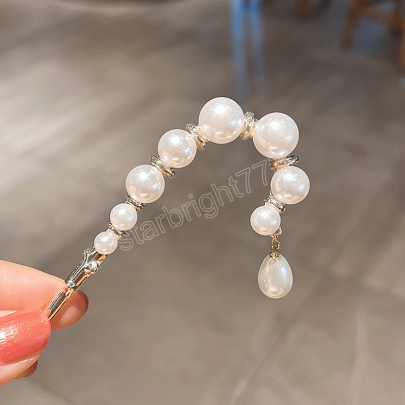 Accessori capelli da donna Forcina di perle Ciondolo con nappa lunga Bastone capelli Bastone capelli vintage in metallo le donne