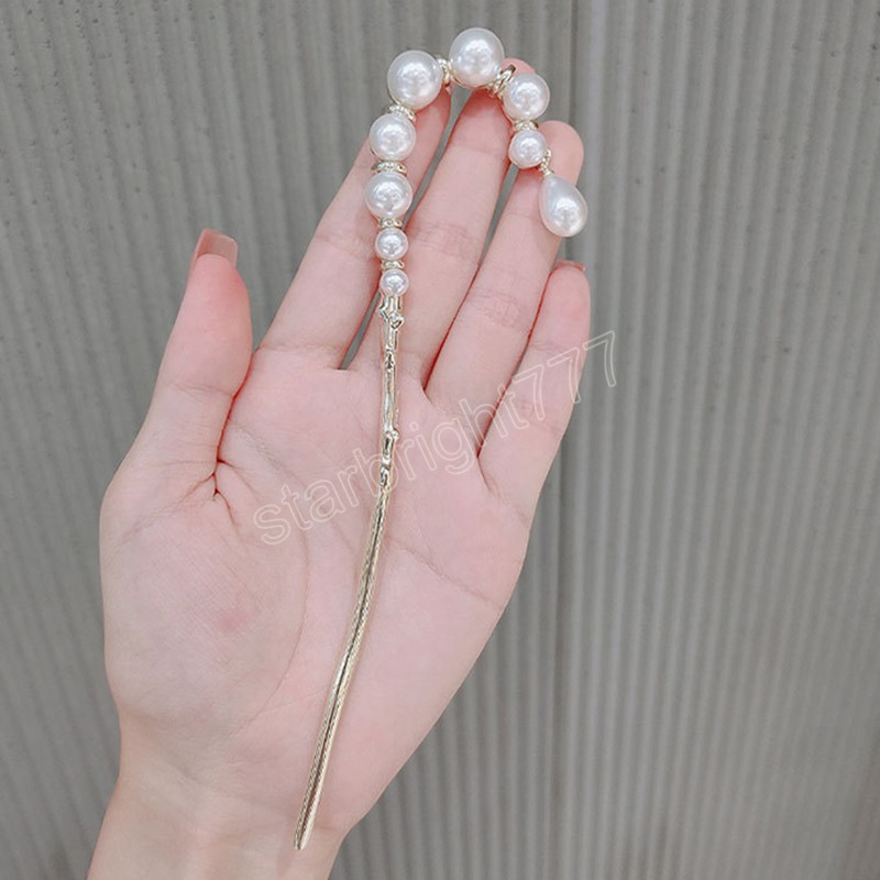 Accessori capelli da donna Forcina di perle Ciondolo con nappa lunga Bastone capelli Bastone capelli vintage in metallo le donne