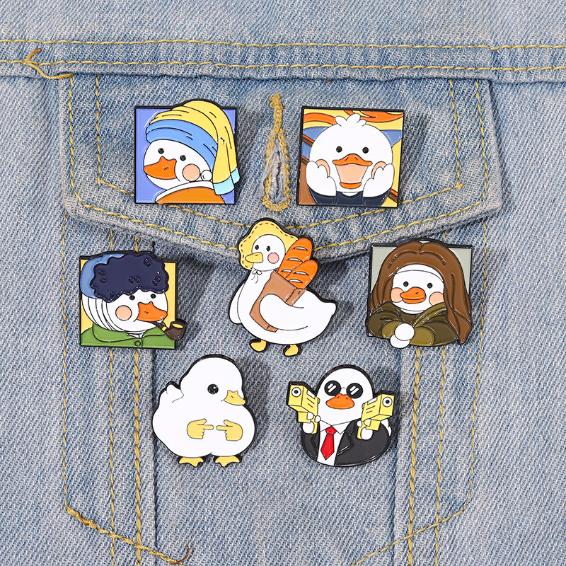 Leuke Metalen Emaille Eend Broche Pins Cartoon Olieverf Eend Broches voor Vrouwen Kinderen Kids Reversspeldjes Badge Mode sieraden Gift Accessoire Groothandel