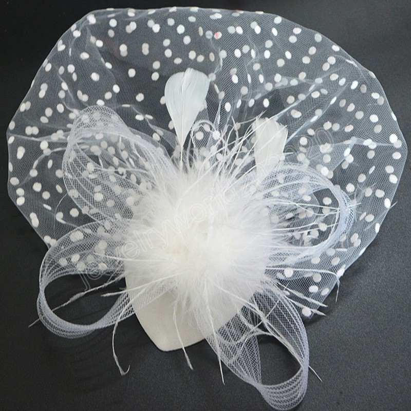 Feminino Retrô Feather Wave Net Fios Chapéu Noiva Elegante Hairpin Net Hats Half Face Cover Chapéus Festa de Casamento Acessórios para o Cabelo