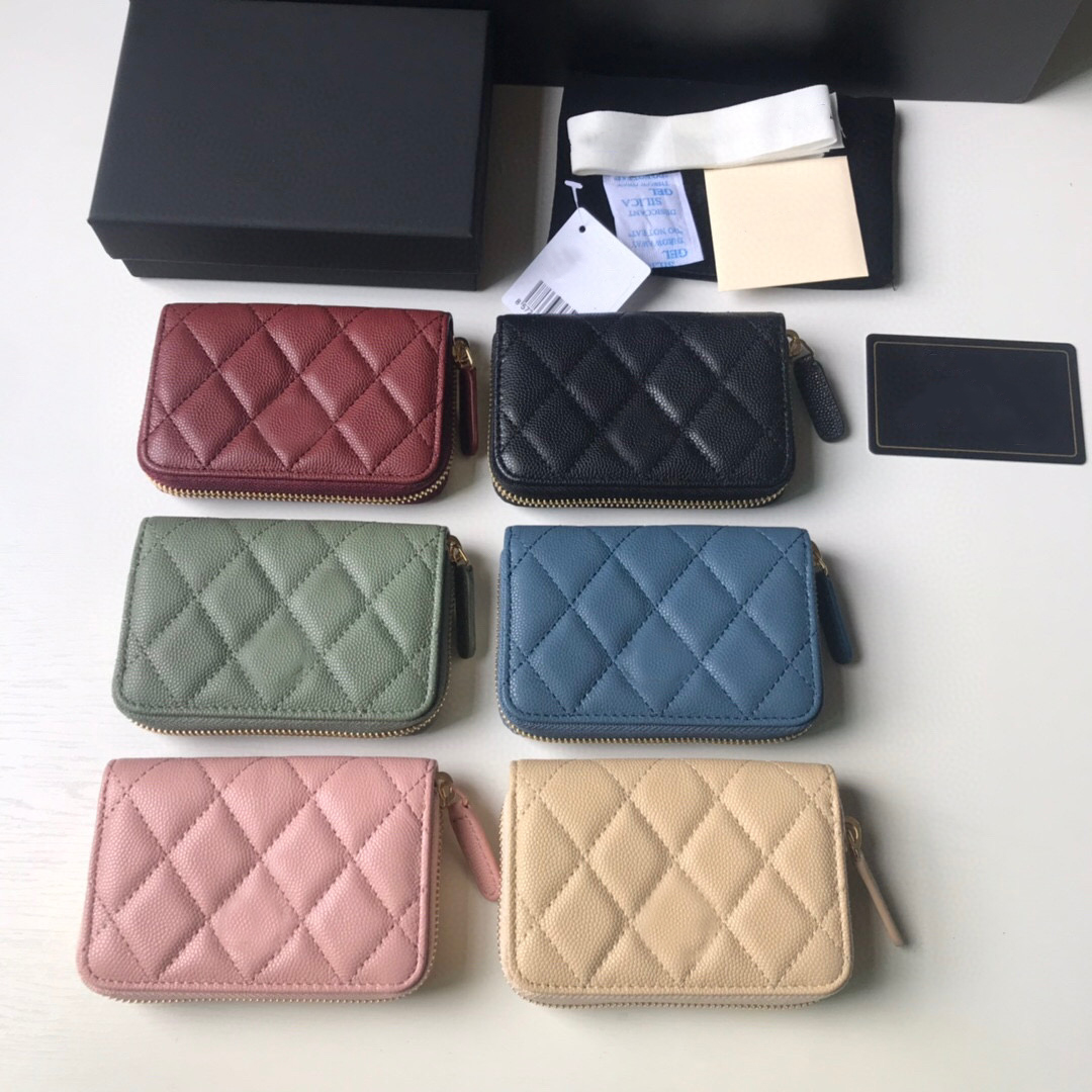 10A classic super original quality genuinel leather women card holders with box luxurys designers wallet womens zipper purese cred210L