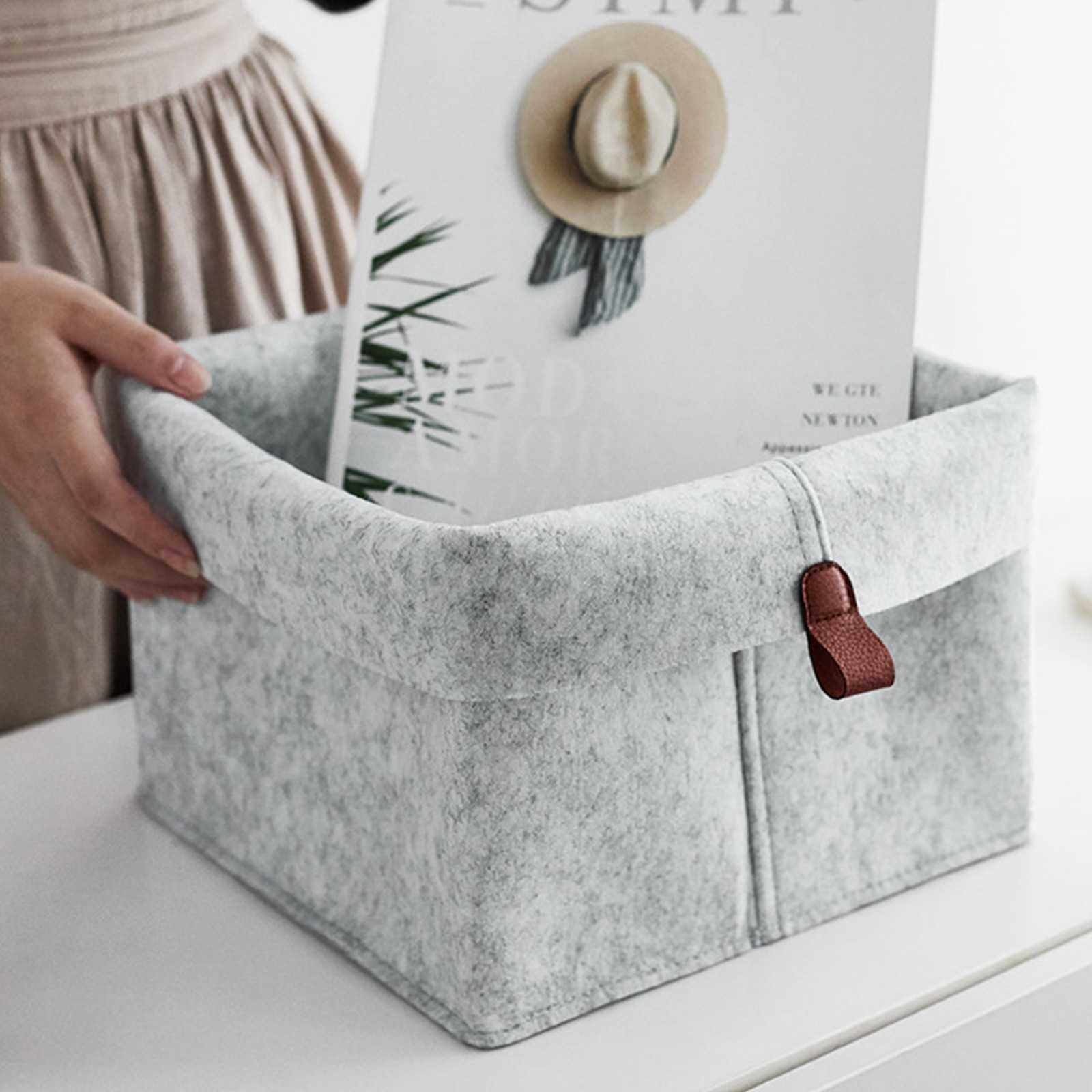 Storage Baskets Felt Storage Basket Living Room Tea Table Black Gray Sundries Storage Basket Cloth Felt Storage Box Bedroom Socks Storage