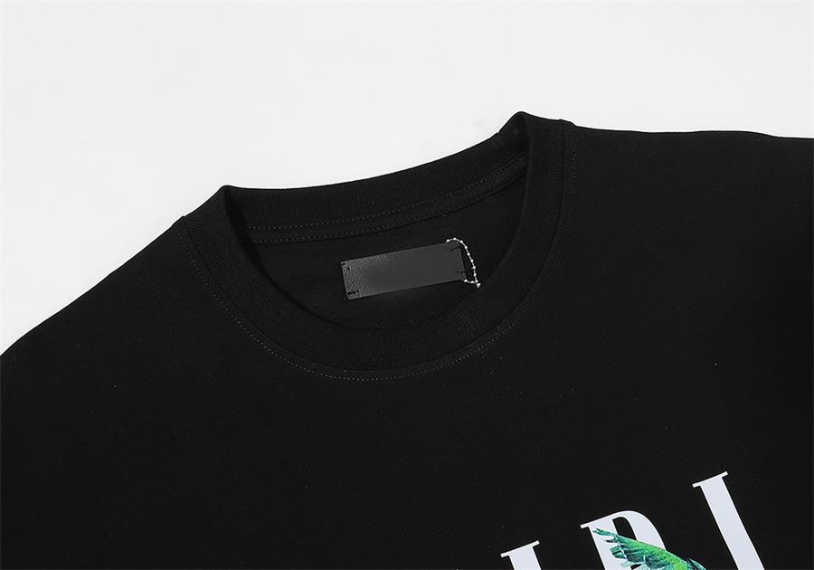 2023 verano nueva marca de moda AM patrón impreso algodón doble hilo manga corta camiseta para hombres y mujeres S-XL