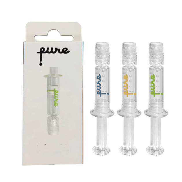 Leere 1 ml reines Öl STRAWBERRY Glasspritzen 6 Geschmacksrichtungen COUGH MANGO KUSH Flüssigöl-Injektionsbehälter-Spritze