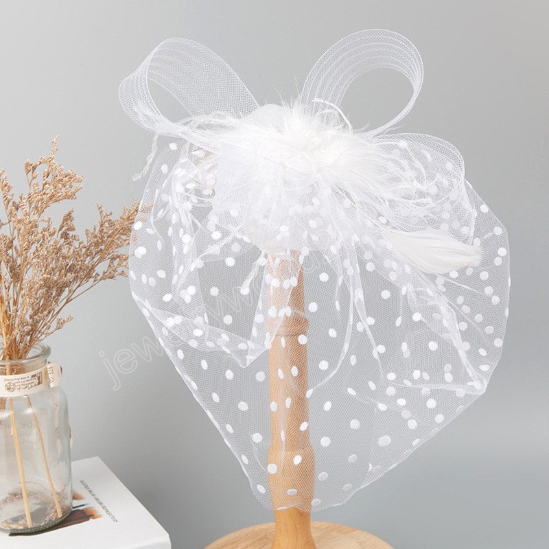 Feminino Retrô Feather Wave Net Fios Chapéu Noiva Elegante Hairpin Net Hats Half Face Cover Chapéus Festa de Casamento Acessórios para o Cabelo