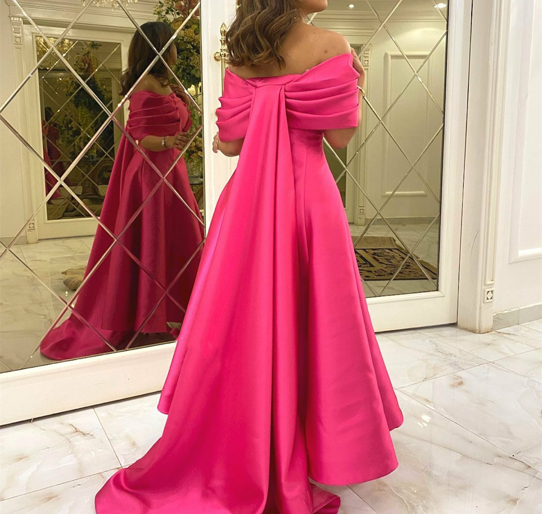 Элегантные длинные a-line taffeta вечерние платья Fuchsia Zipper задняя длина пола платья для выпускного вечера