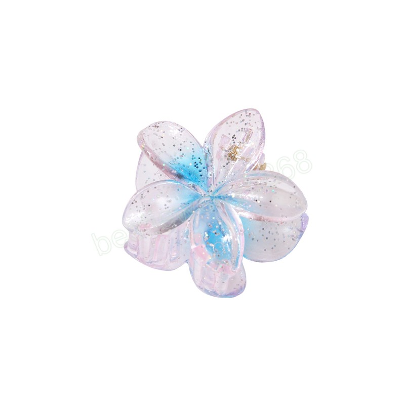 Style coréen 4 cm fleur cheveux griffe 2023 mode Transparent paillettes poudre doux queue de cheval titulaire pince à cheveux cheveux accessoires pour les femmes