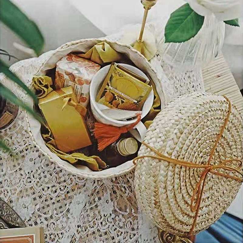 Aufbewahrungskörbe, handgefertigter, aus Stroh gewebter Aufbewahrungskorb mit Deckel, Snack-Organizer, Aufbewahrungsbox, Wäschekörbe, Rattan-Aufbewahrung, Blumen-Organizer-Korb R230726