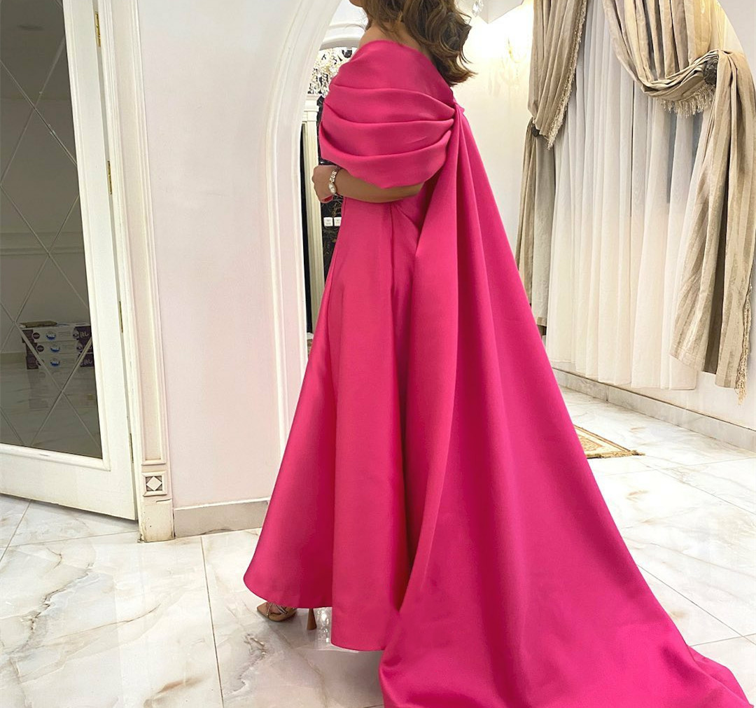 Элегантные длинные a-line taffeta вечерние платья Fuchsia Zipper задняя длина пола платья для выпускного вечера