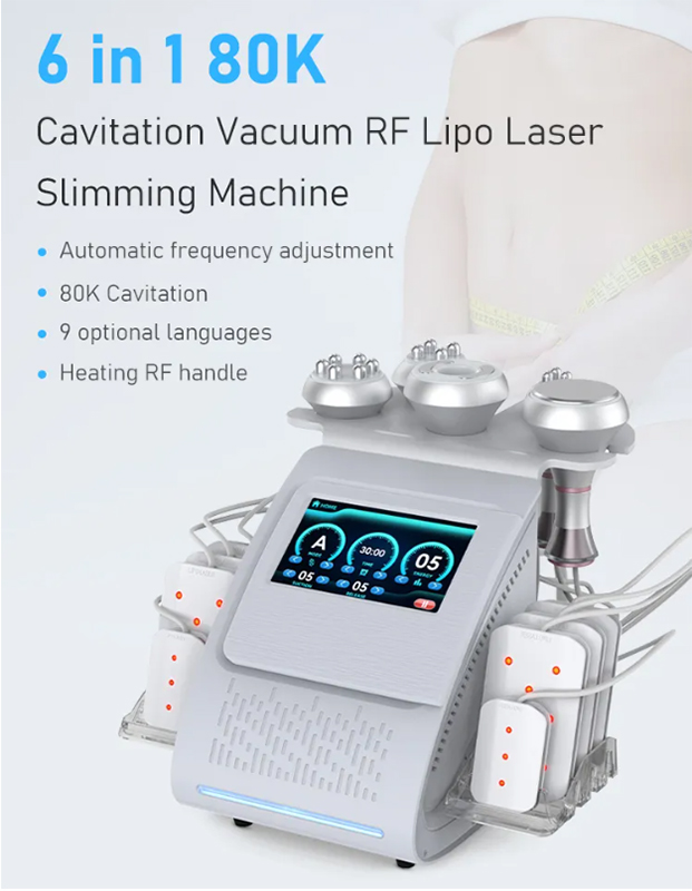 Ultrasonic 5D RF Cavitation Machine 80k Radiofrekvens Body Slimming Lipo Shaping Machine 6 I 1 Cavitation
