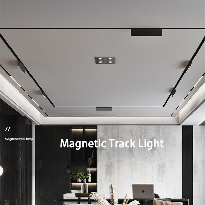 DIY LED Magnetic Track Light Grille Flood Lamp No Flicker Modern Embedded LED Spotlight DC48V Ceiling Indoor Living For Home D2.0