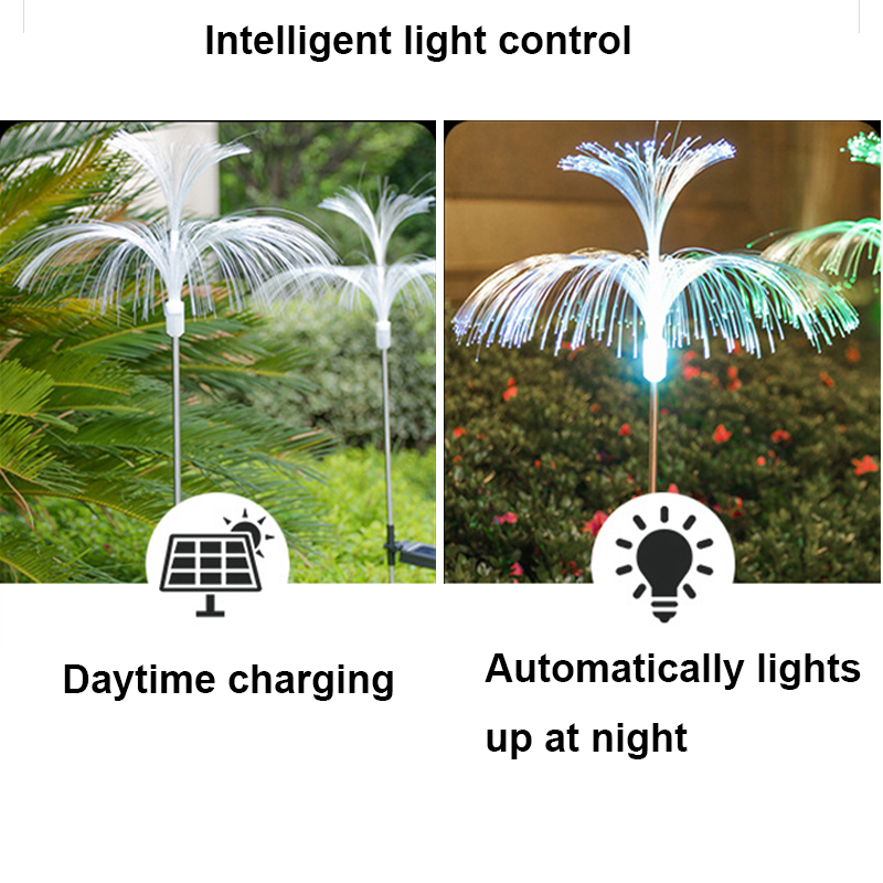 Solar Outdoor Fiber Optic Jellyfish Lights Waterproof Solar Garden Lights Change Fair Stake Garden Decor for Yard Patio Pathway Christmas Decorations