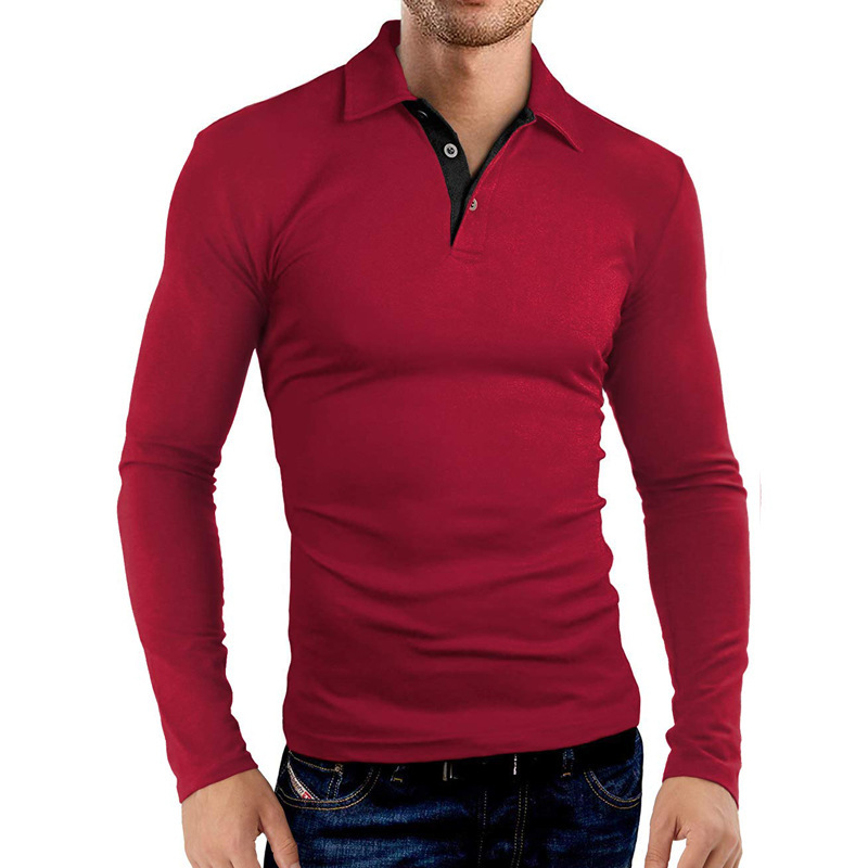 Lu Men Polo Shirt Leng Sleeve Tシャツメンズスポーツスタイルカラーボタンシャツトレーニングゴルフシャツ