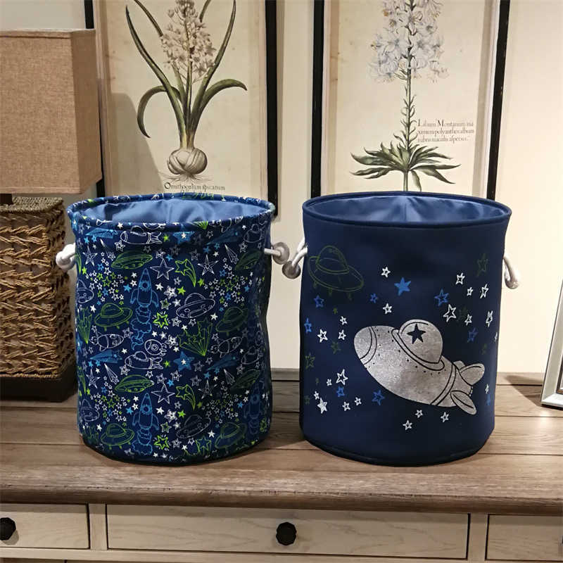 Cestas de armazenamento cesta de lavanderia estrelas nave espacial crianças brinquedos organizador cestas saco dobrável cesta de armazenamento em casa balde de lavanderia para roupas sujas