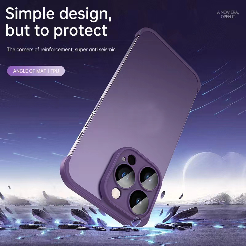 Capa protetora de TPU sem moldura com protetor de lente de câmera para iPhone 14 13 12 Pro Max Plus Almofada de canto Capa de silicone macio à prova de choque