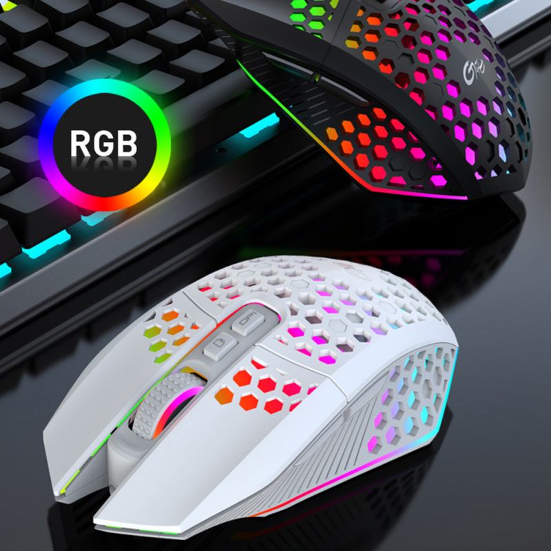 mouse para jogos recarregável 2.4g mouse sem fio 8 teclas 1600dpi ajustável ergonômico rgb led backlit gamer mouse para laptop pc