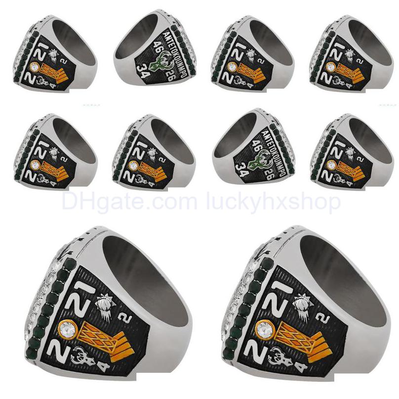 Cluster Rings The Bucks 2021 Wolrd Champions Team Basketball Championship Ring Sport Souvenir Fan Promotion Gift grossist Drop Delive DHWR2