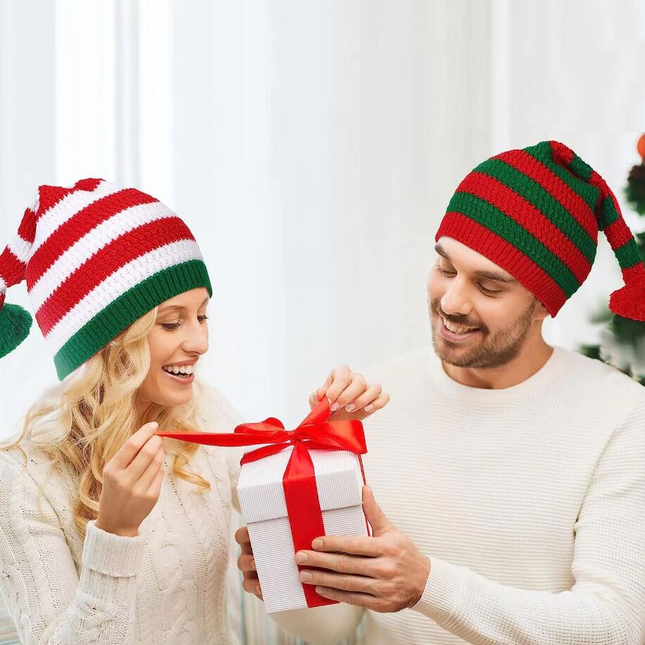 Cappello natalizio bambini lavorato a maglia Simpatico cappello natalizio genitore-figlio Pompon Bambino adulto Berretto morbido Cappello da Babbo Natale Regalo bambini