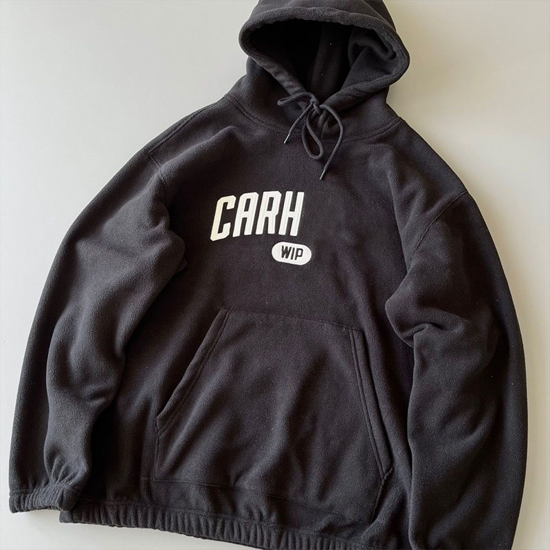 Carhar lambskin fleece hooded embroidered letter hoodie Reflective Long Sleeve Fleece Hoodie Unisex Cotton Tops Men Vintage Sweatshirts