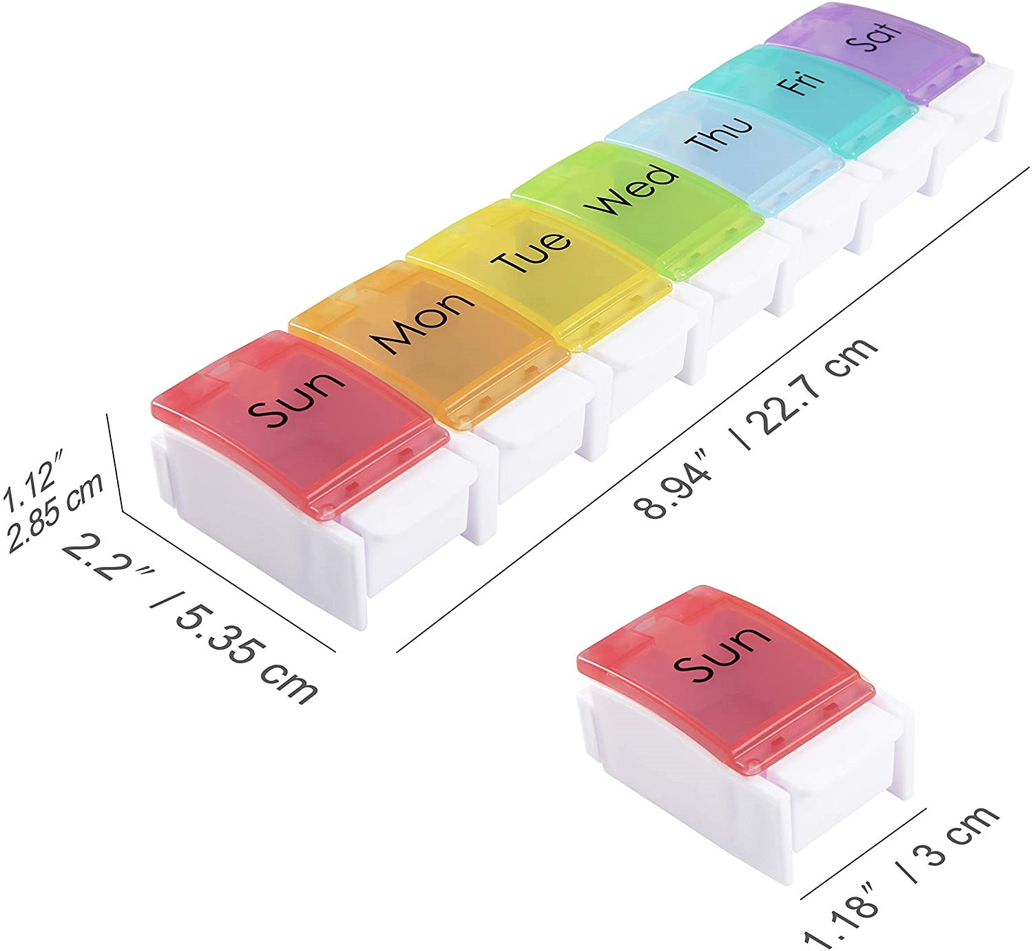 Home Travel Single Row 7-Day Rainbow Piano Press and Jump Convenient Medicine Box Health Medicine Box