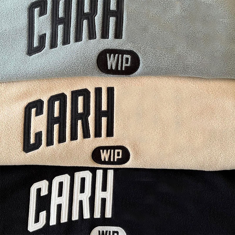 Carhar lambskin fleece hooded embroidered letter hoodie Reflective Long Sleeve Fleece Hoodie Unisex Cotton Tops Men Vintage Sweatshirts