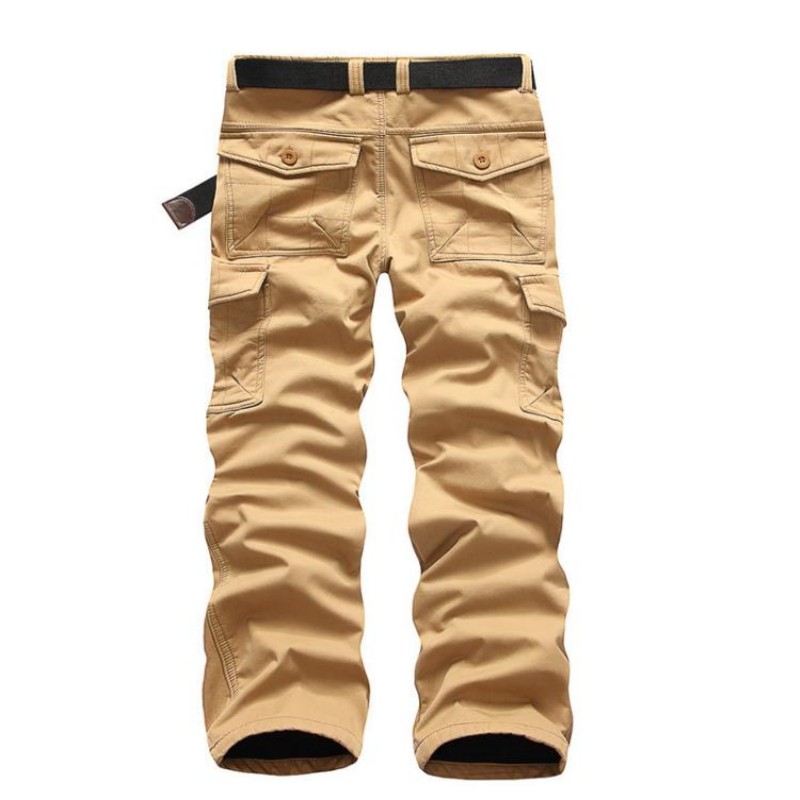 Plus Size 40 Winter Baggy Cargo Pants Men Brushed Trousers Warm Fleece Thickened Overalls Multi-pocket Straight Slacks Men's Clothing Bottoms